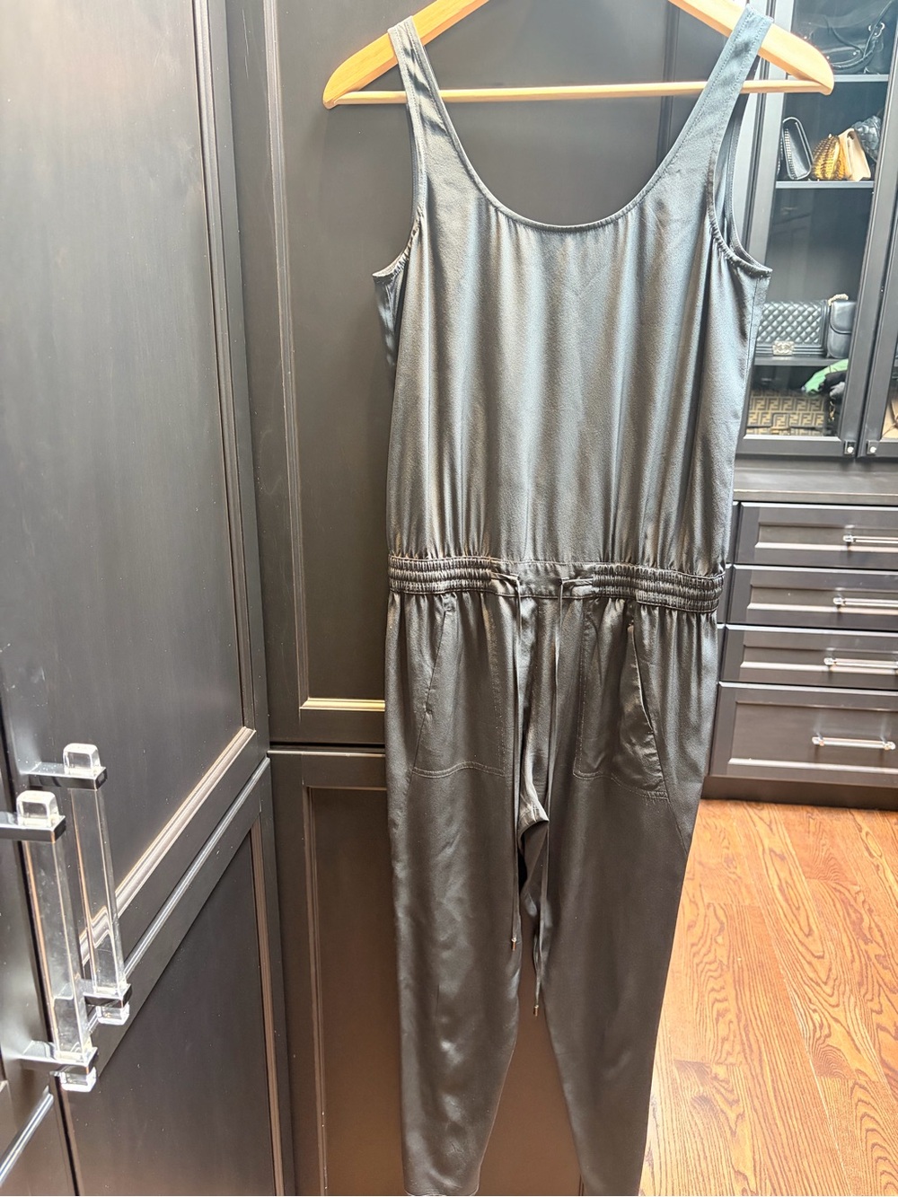 Vince Black Sleeveless Silk Jumpsuit